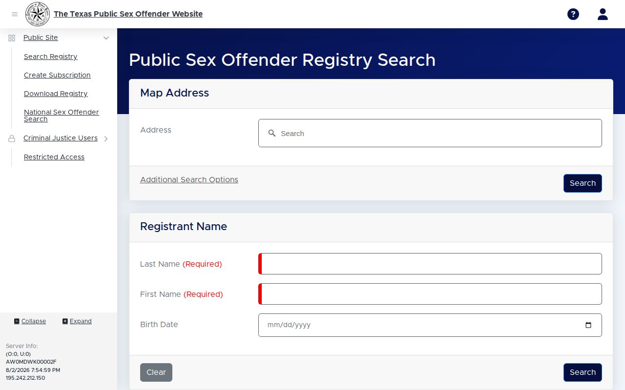 Texas DPS registry search used for limited Menard County discharge verification